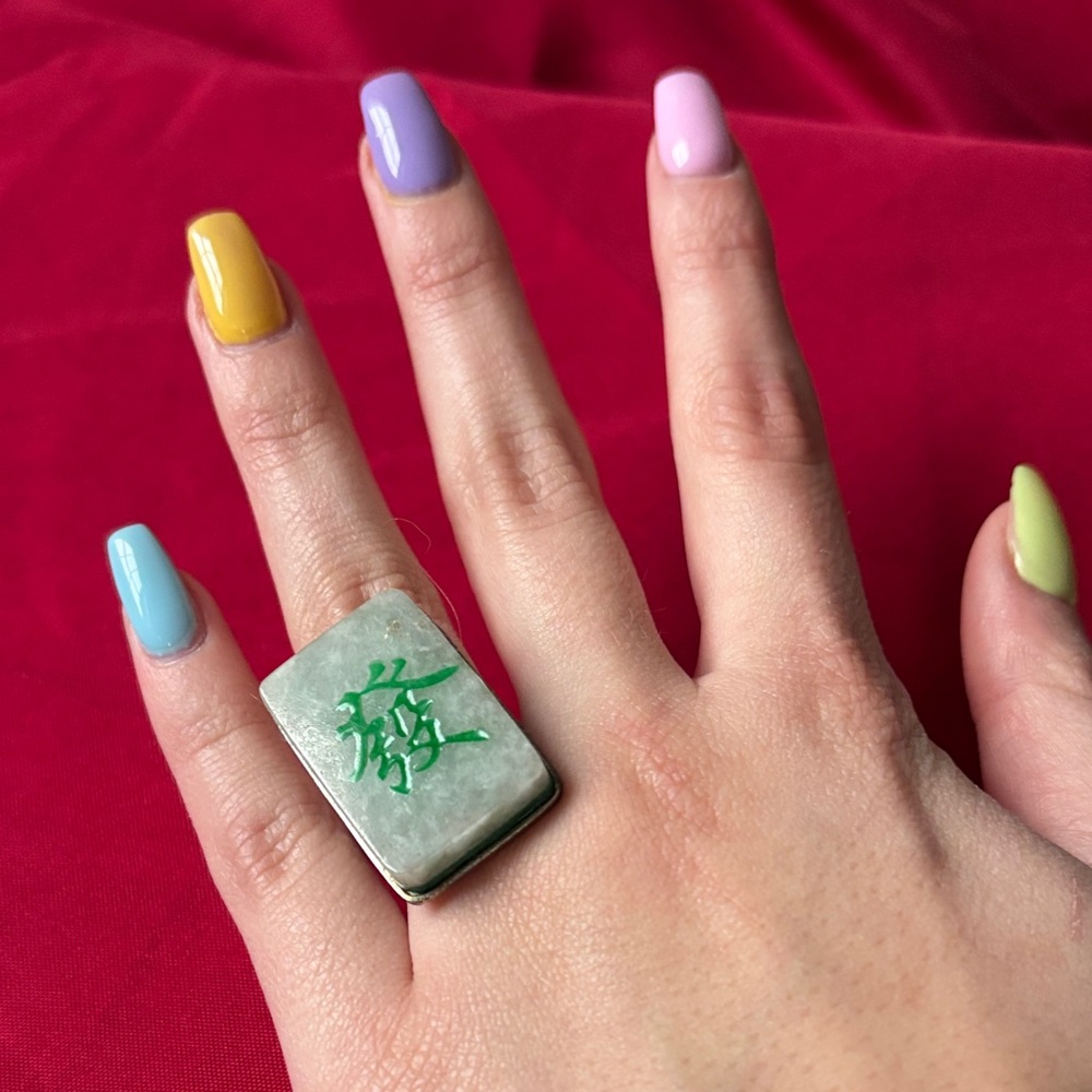 Green and Silver Statement Ring
